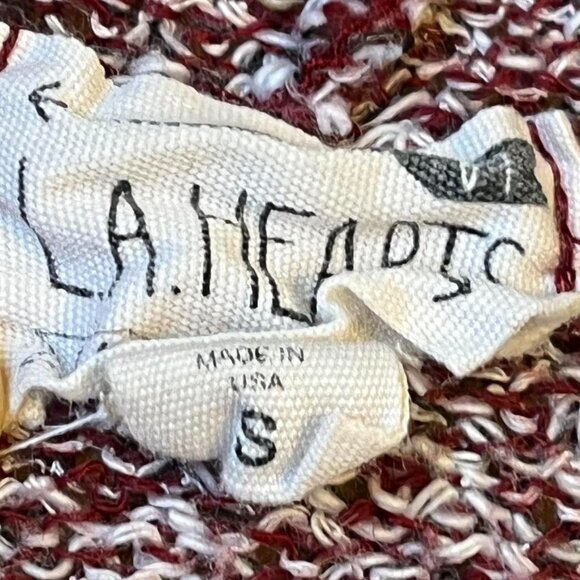 Cozy LA Hearts Small Maroon/White Knitted Relaxed Fit Hoodie - Picture 3 of 6